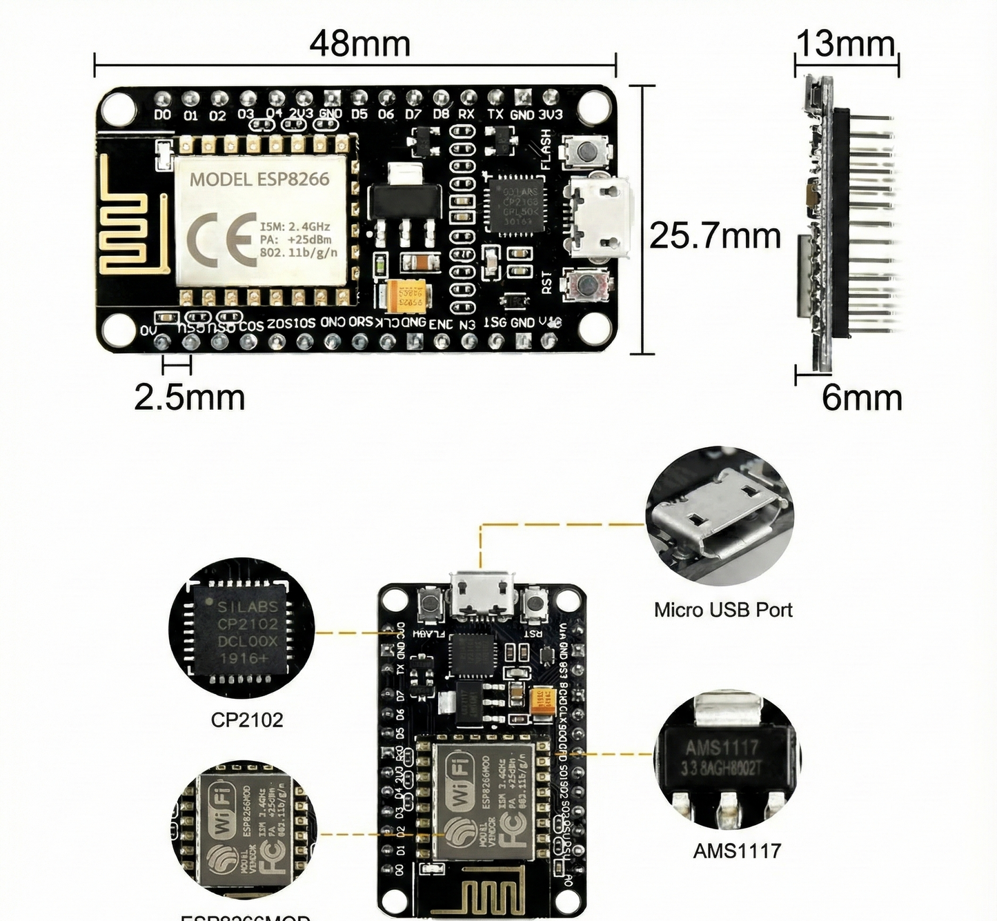 ESP8266 NodeMCU WiFi Development Board (CP2102)